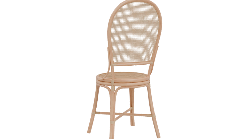 Stylish Cane Back Dining Chair - Professional 3D Model Render 4