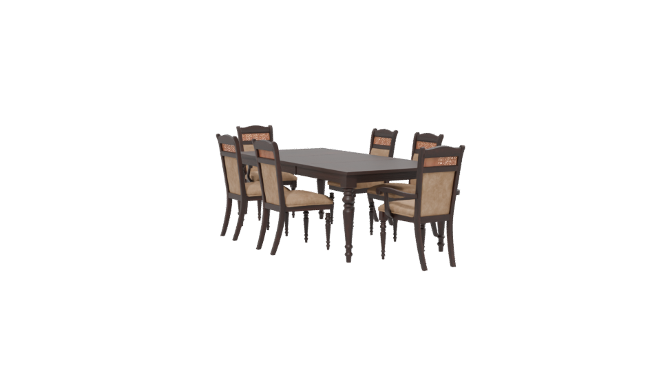 Elegant Wooden Dining Table with Upholstered Chairs 3D Model - Professional 3D Model Render 13