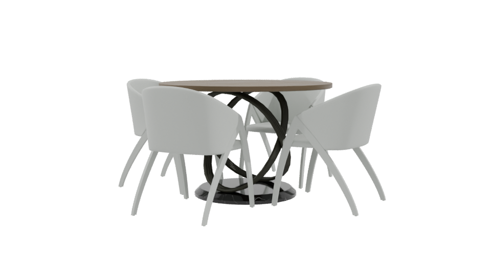 Modern Round Table Set 3D - Professional 3D Model Render 9