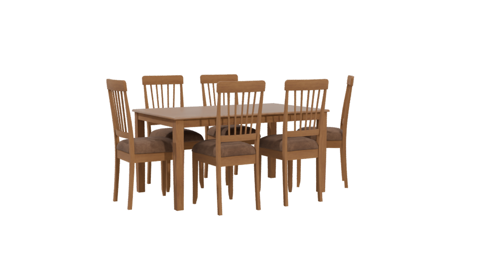 Stylish Wooden Dining Table Set 3D Model - Professional 3D Model Render 4