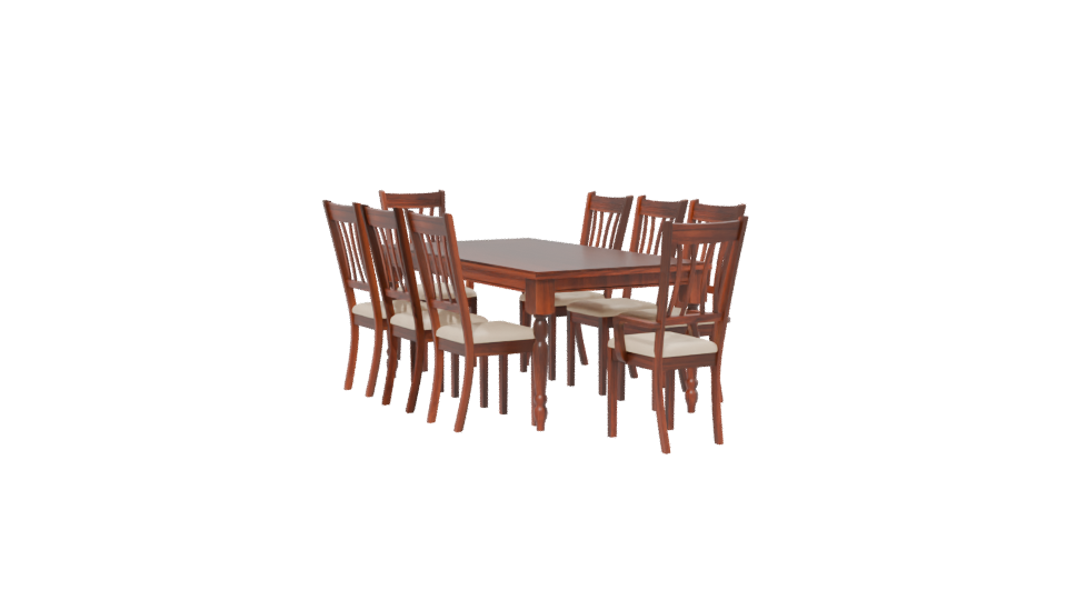 Elegant Wooden Dining Table with Chairs 3D Model - Professional 3D Model Render 13