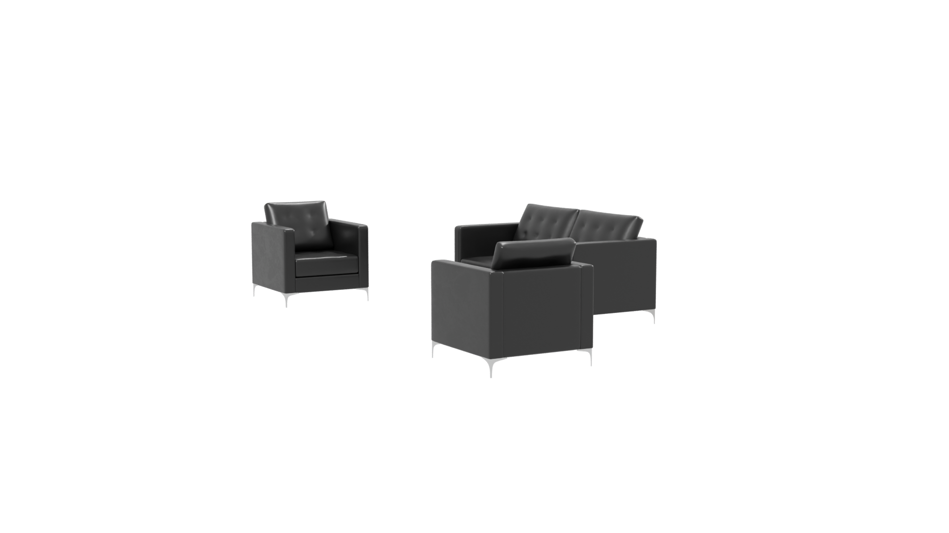 Elegant Black Sofa Set 3D Model - Professional 3D Model Render 13