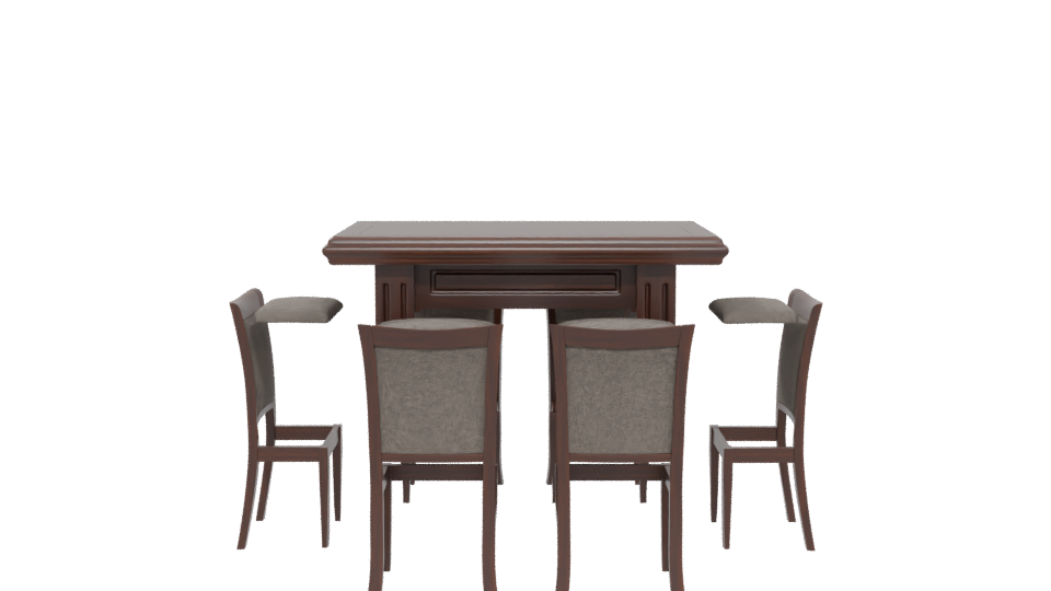 Elegant Wooden Dining Table Set - Professional 3D Model Render 5