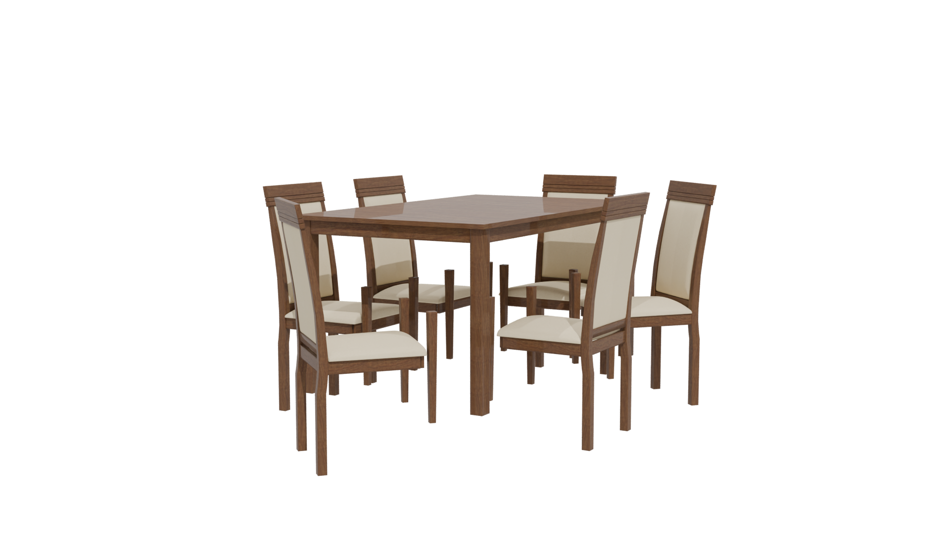 Elegant Wooden Dining Table Set 3D Model - Professional 3D Model Render 21