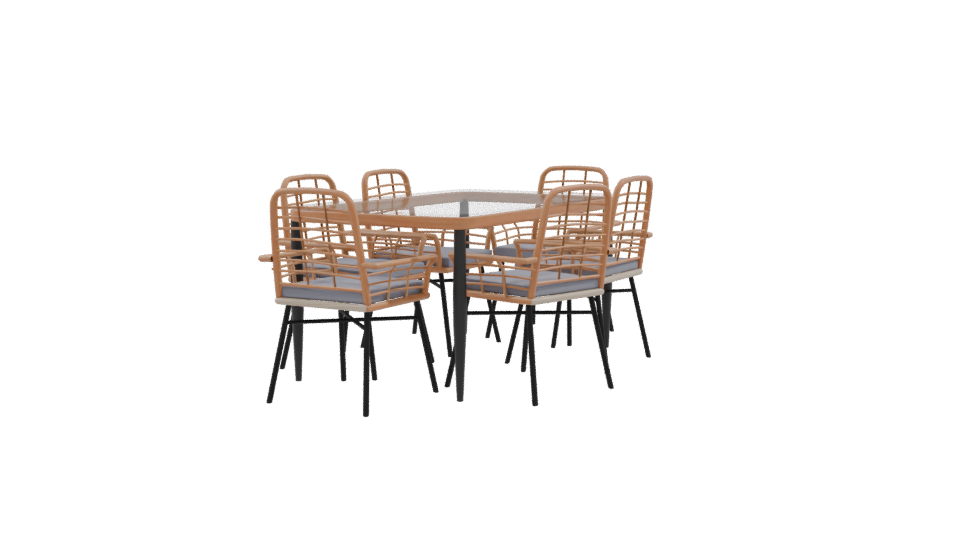 Stylish Outdoor Dining Table and Chairs Set 3D Model - Professional 3D Model Render 9