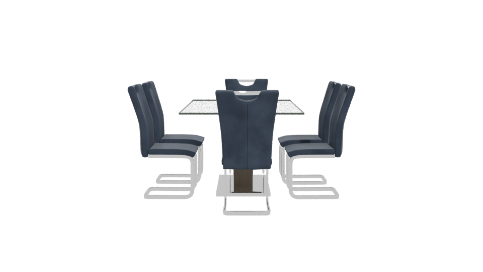 Modern Glass Dining Table Set - Professional 3D Model Render 11