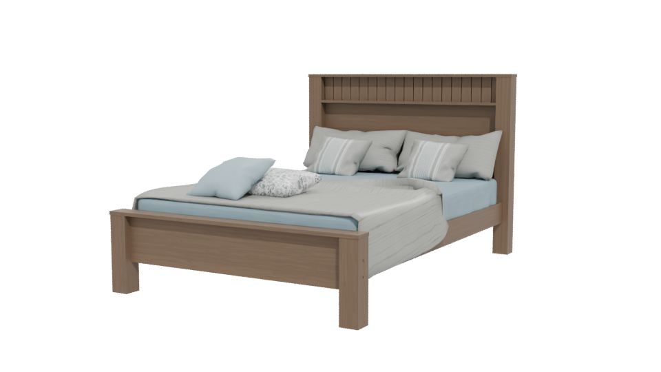 Stylish Wooden Bed 3D Model - Professional 3D Model Render 12