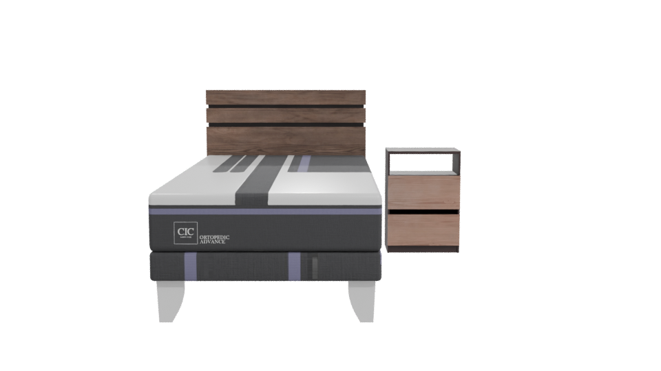 Minimalist Bed and Nightstand Set - Professional 3D Model Render 11