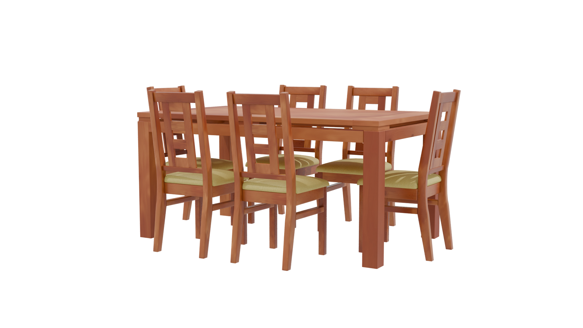 Stylish Wooden Dining Table Set 3D Model - Professional 3D Model Render 9