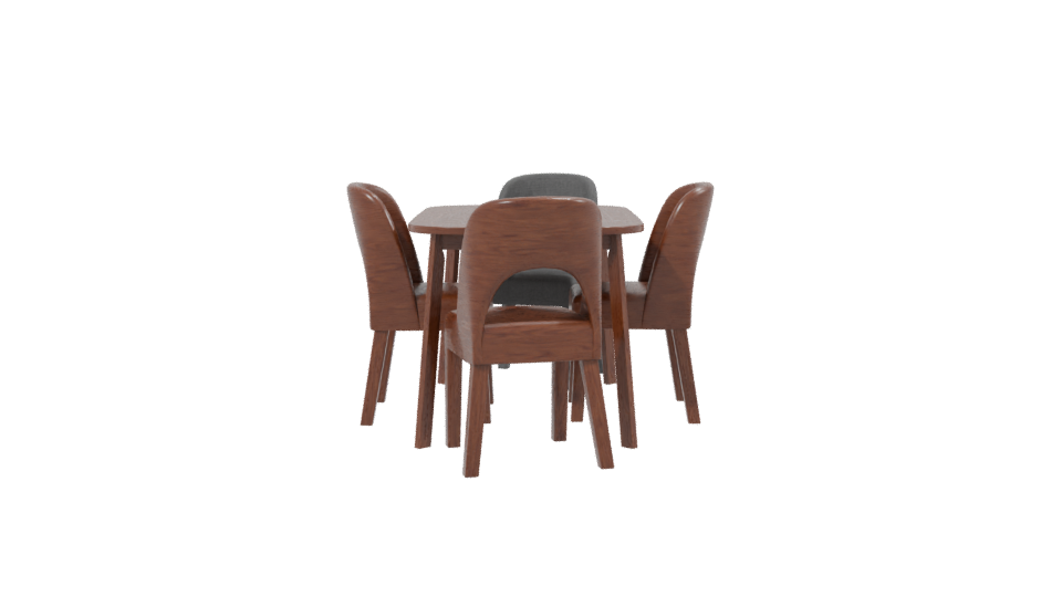 Stylish Wooden Dining Table Set - Professional 3D Model Render 2