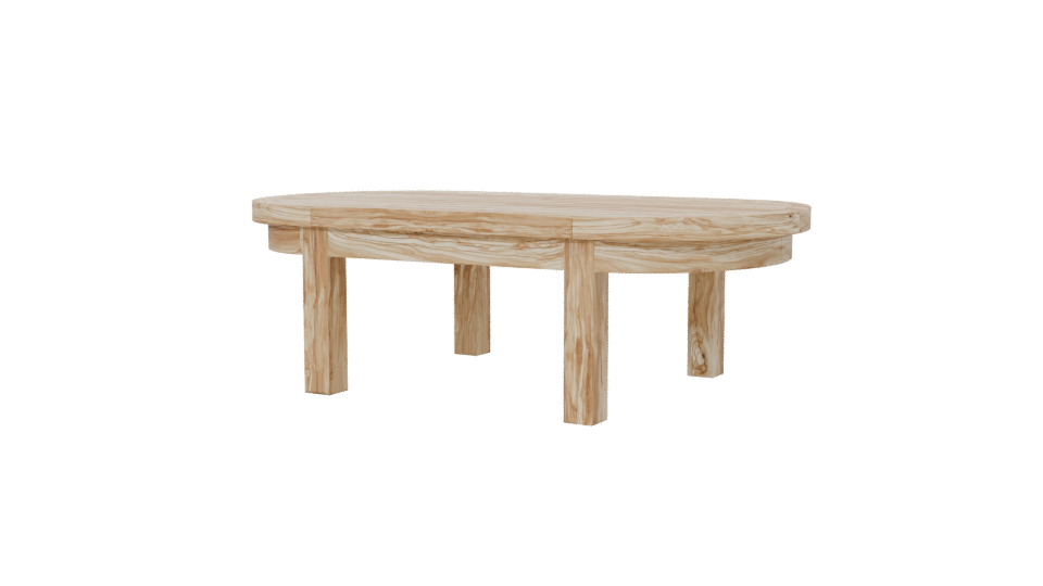 Stylish Oval Wooden Dining Table - Professional 3D Model Render 6