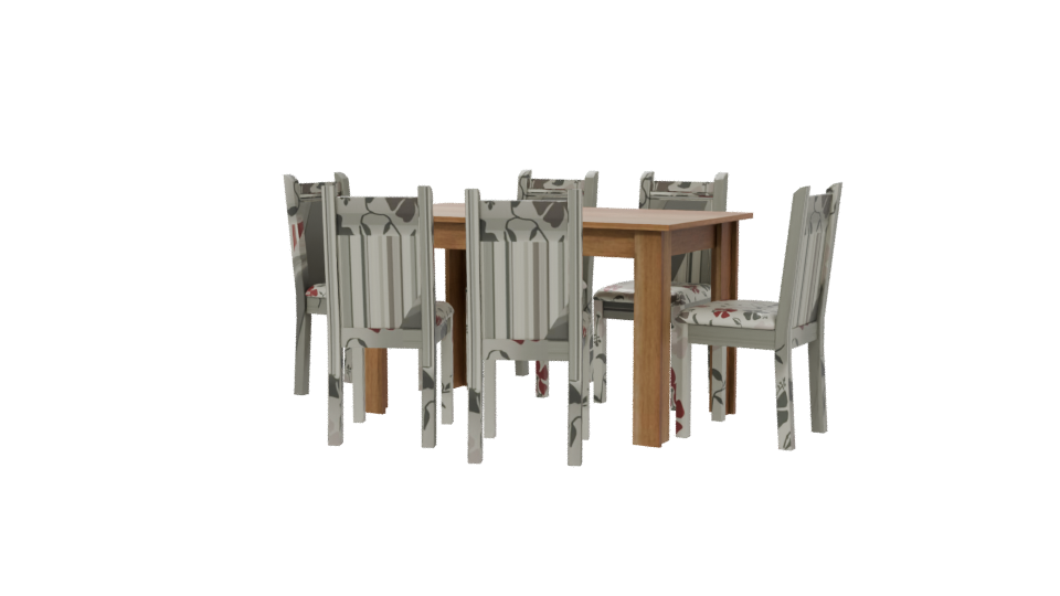 Stylish Wooden Dining Table Set - Professional 3D Model Render 6