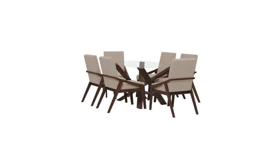 Stylish Glass Dining Table Set - Professional 3D Model Render 13