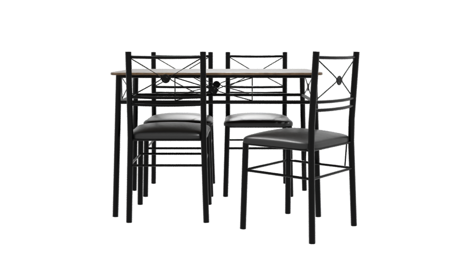 Stylish Wooden Dining Table Set - Professional 3D Model Render 11