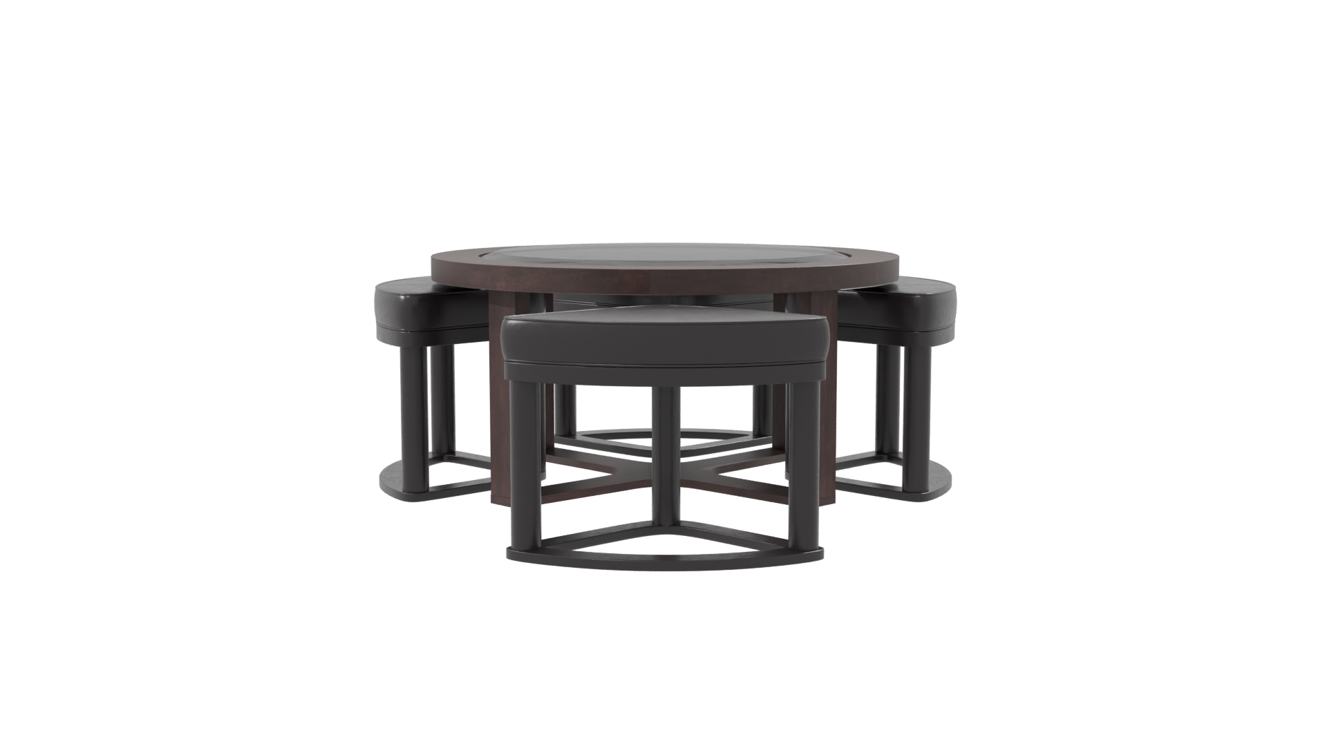Modern Round Dining Table Set - Professional 3D Model Render 8
