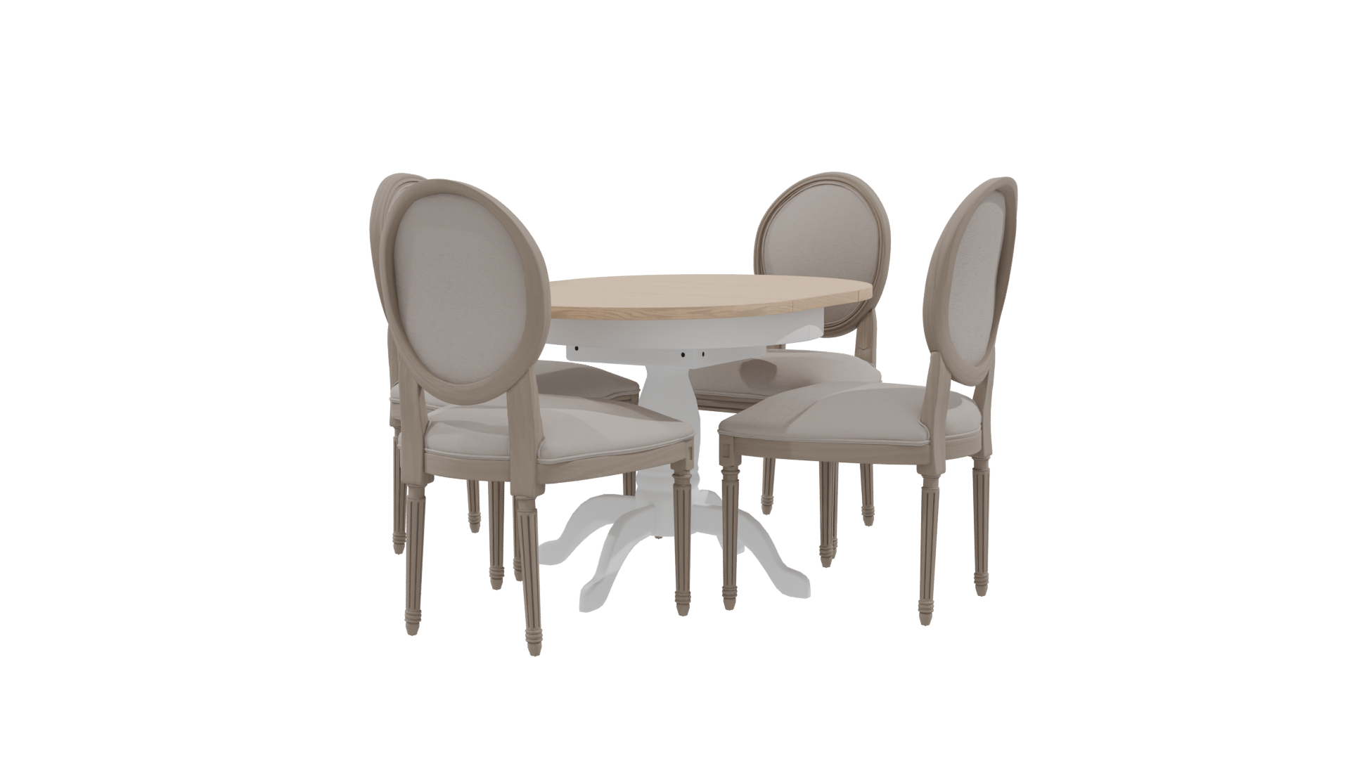 Elegant Round Dining Table with Upholstered Chairs 3D Model - Professional 3D Model Render 9