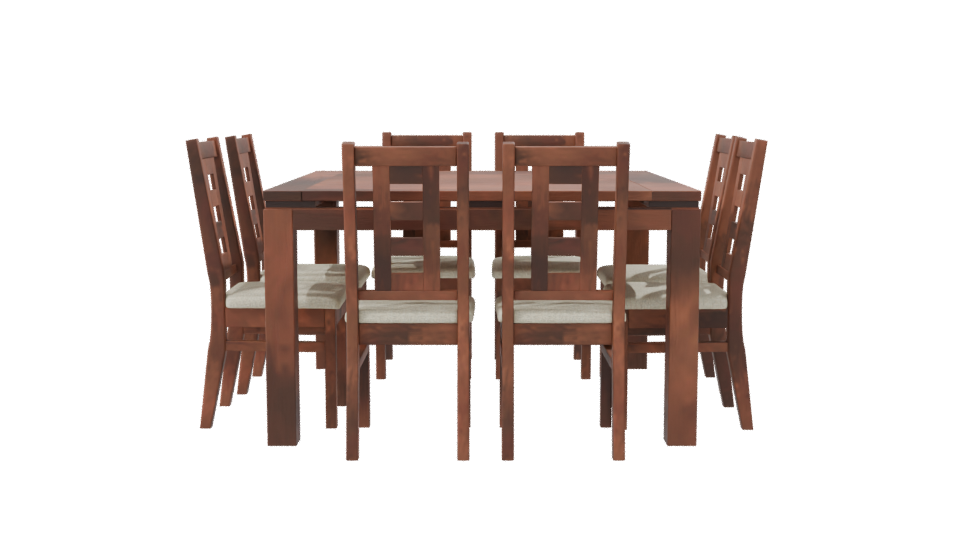 Stylish Wooden Dining Table Set 3D Model - Professional 3D Model Render 8