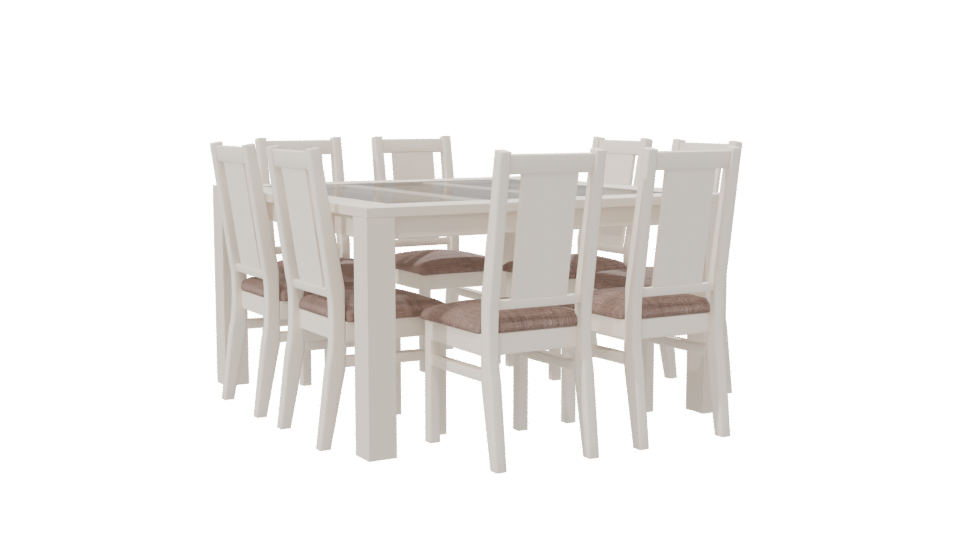 Stylish White Dining Table Set 3D Model - Professional 3D Model Render 7