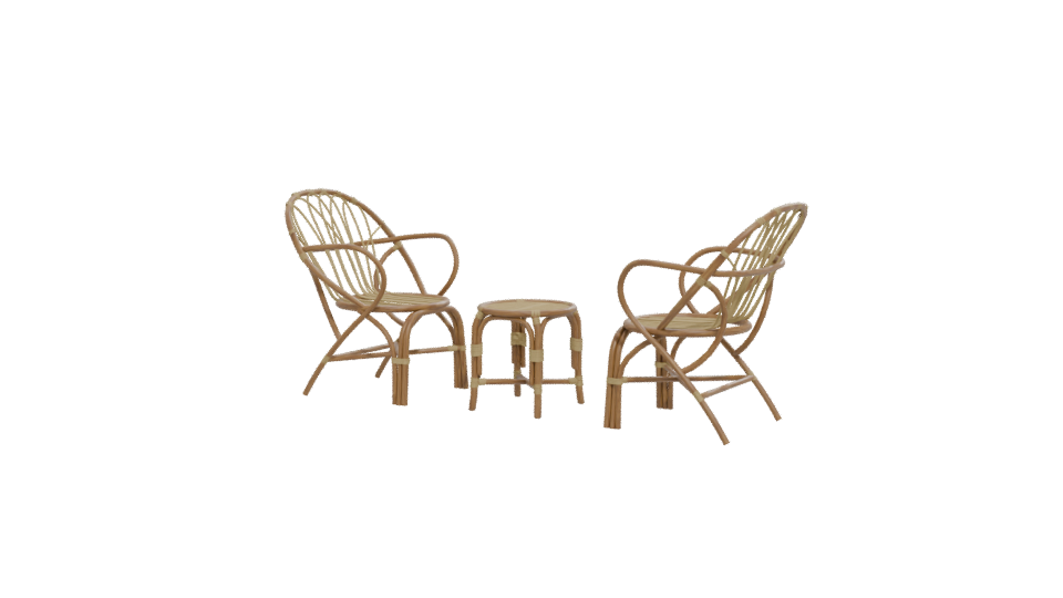 Stylish Rattan Furniture Set - Professional 3D Model Render 12