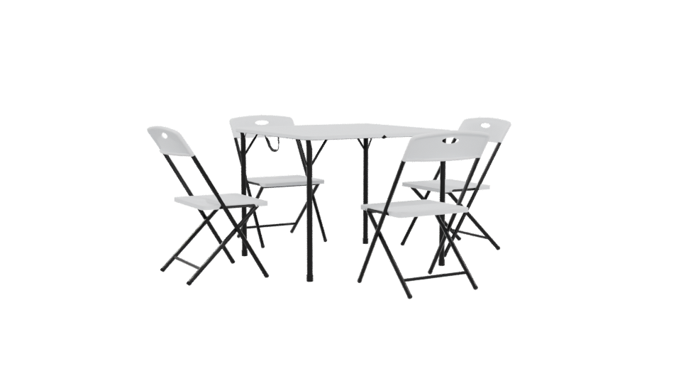 Minimalist Folding Table Set 3D - Professional 3D Model Render 4