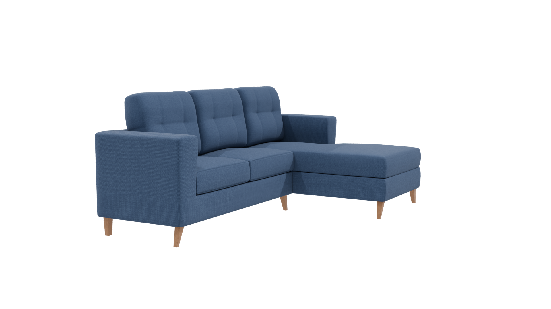 Stylish Modern Blue Fabric Sofa with Ottoman - Professional 3D Model Render 9