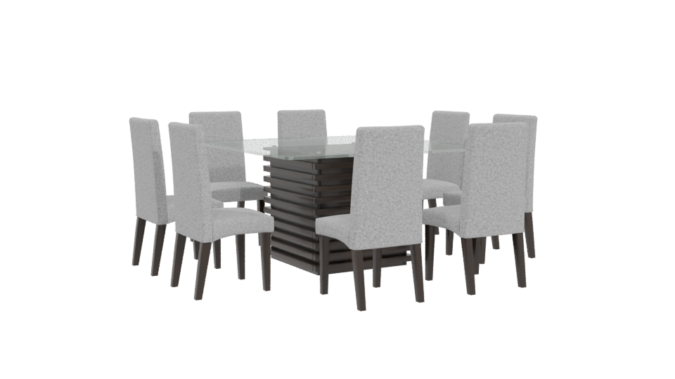 Stylish Glass Top Dining Set - Professional 3D Model Render 4