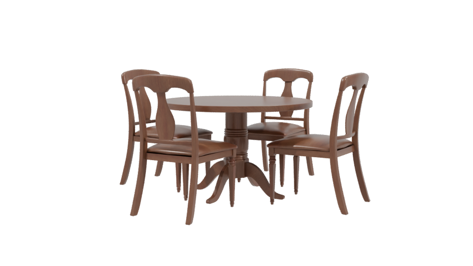 Elegant Wooden Dining Set 3D - Professional 3D Model Render 3
