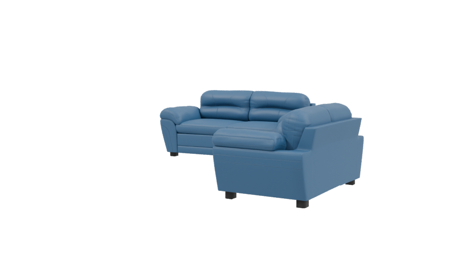 Stylish Blue Leather Couch Set - Professional 3D Model Render 3