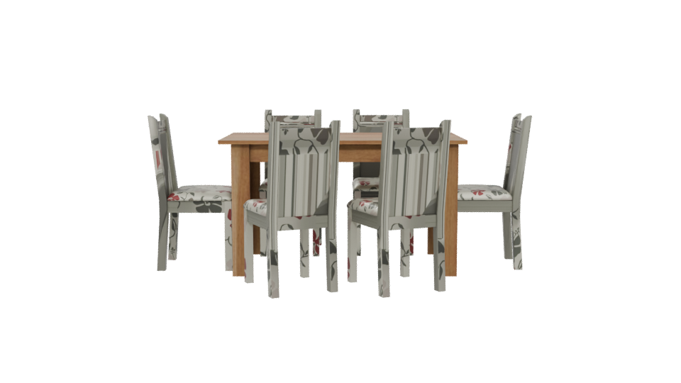 Stylish Wooden Dining Table Set - Professional 3D Model Render 5