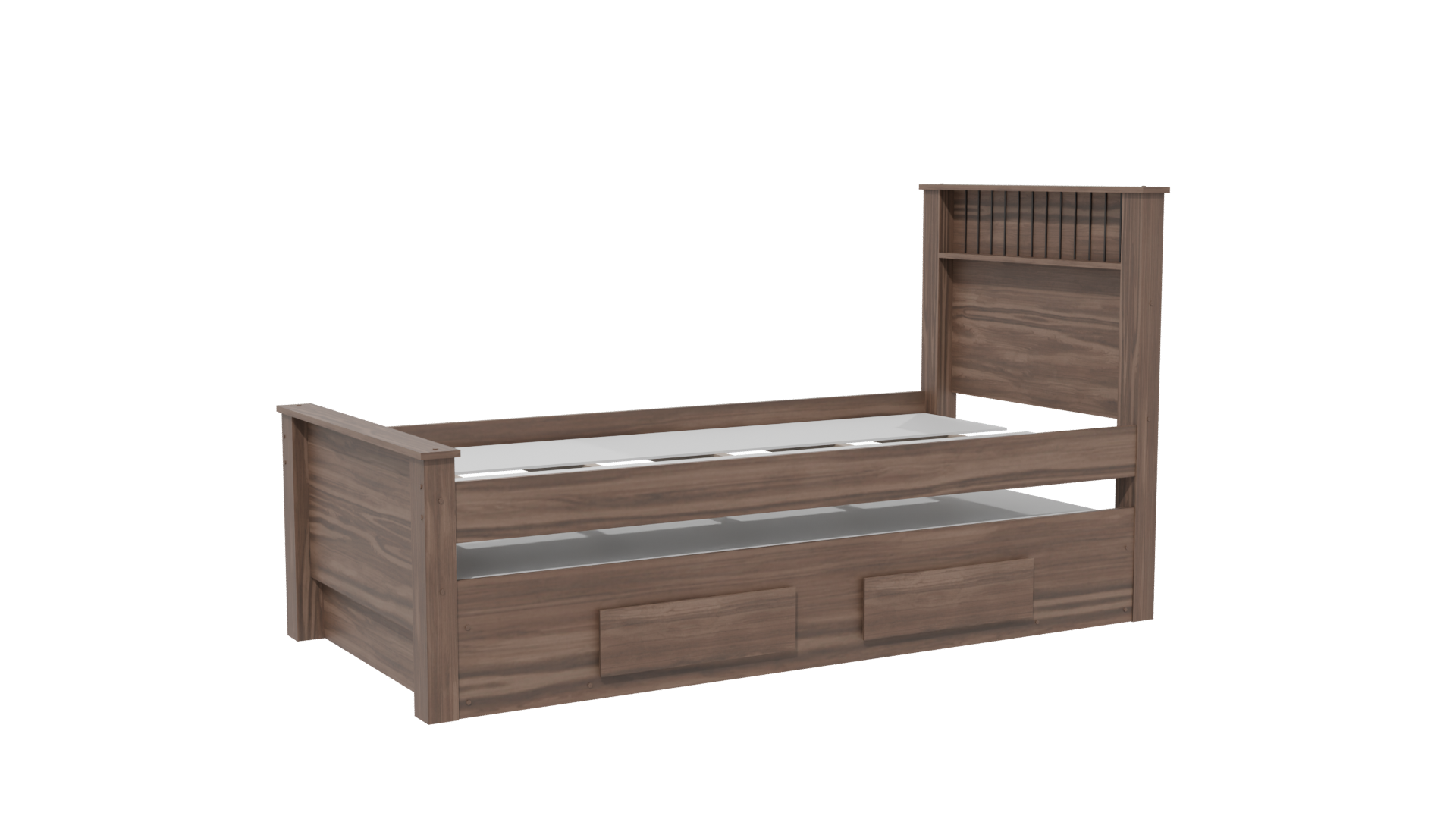 Stylish Wooden Twin Bed 3D Model - Professional 3D Model Render 13