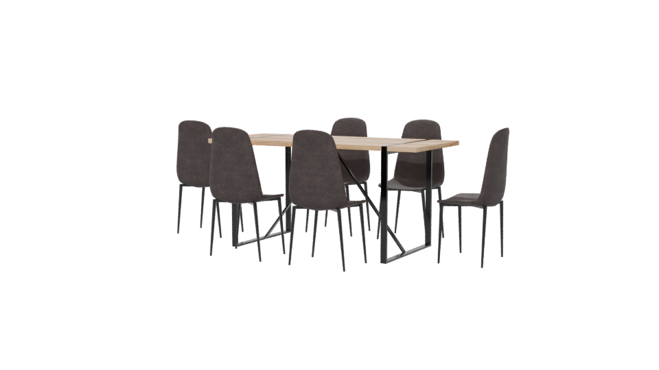 Contemporary Dining Set with Chairs 3D Model - Professional 3D Model Render 6