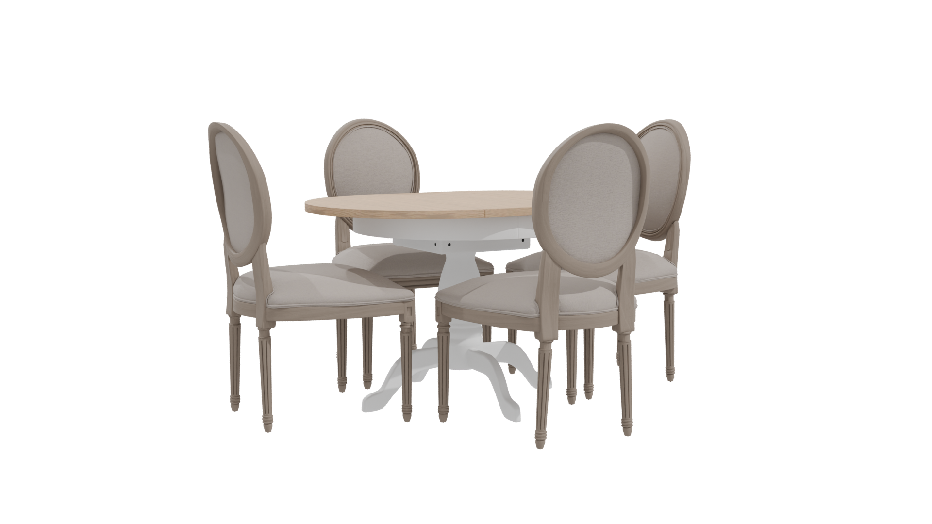 Elegant Round Dining Table with Upholstered Chairs 3D Model - Professional 3D Model Render 10
