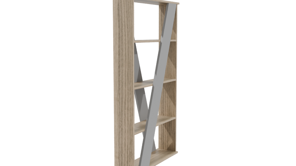 Contemporary Wooden Bookshelf 3D - Professional 3D Model Render 3