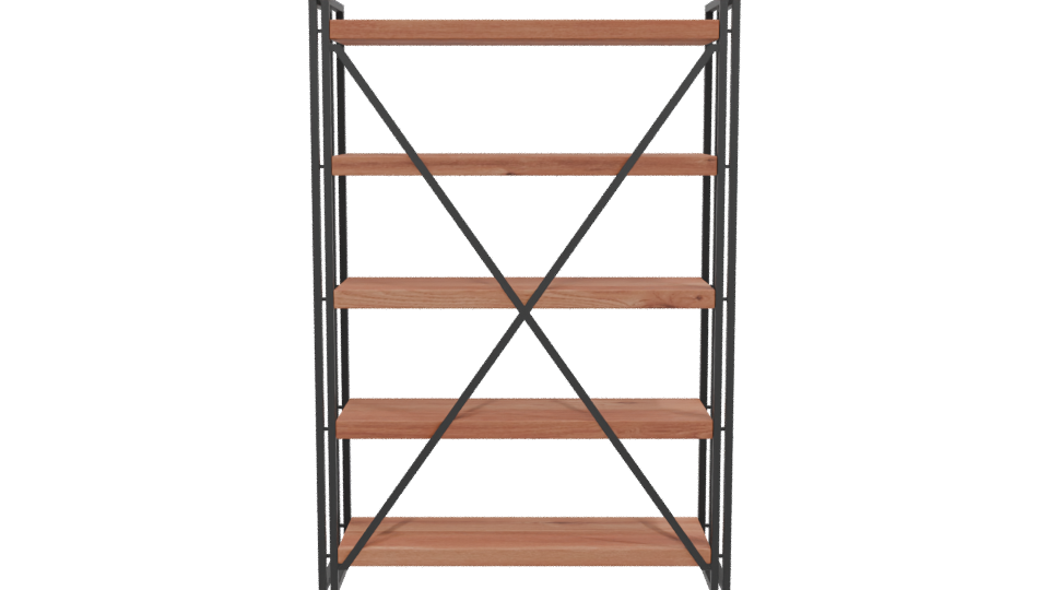 Industrial Style Wooden Shelving Unit - Professional 3D Model Render 5