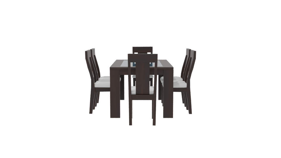 Elegant Modern Wooden Dining Table Set 3D Model - Professional 3D Model Render 8