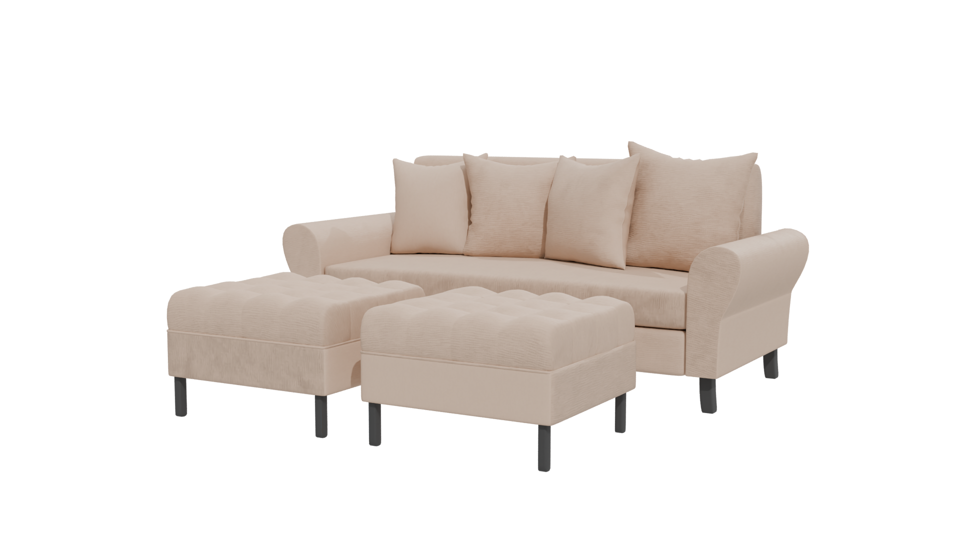 Elegant Modern Fabric Sofa with Cushions 3D Model - Professional 3D Model Render 12