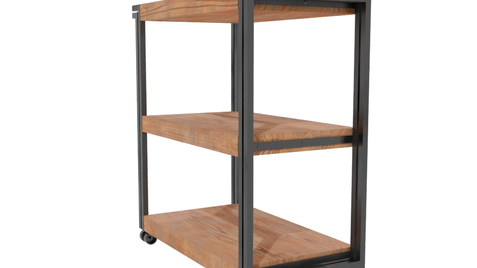 Industrial Wooden Shelf Rack 3D - Professional 3D Model Render 13
