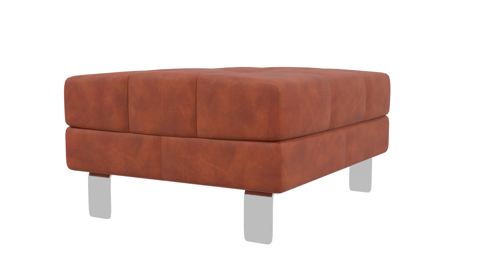 Stylish Leather Ottoman 3D Model - Professional 3D Model Render 3