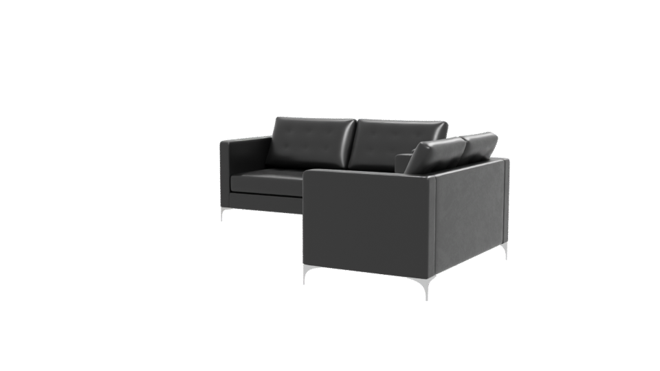 Stylish Black Leather Sofa Set - Professional 3D Model Render 12