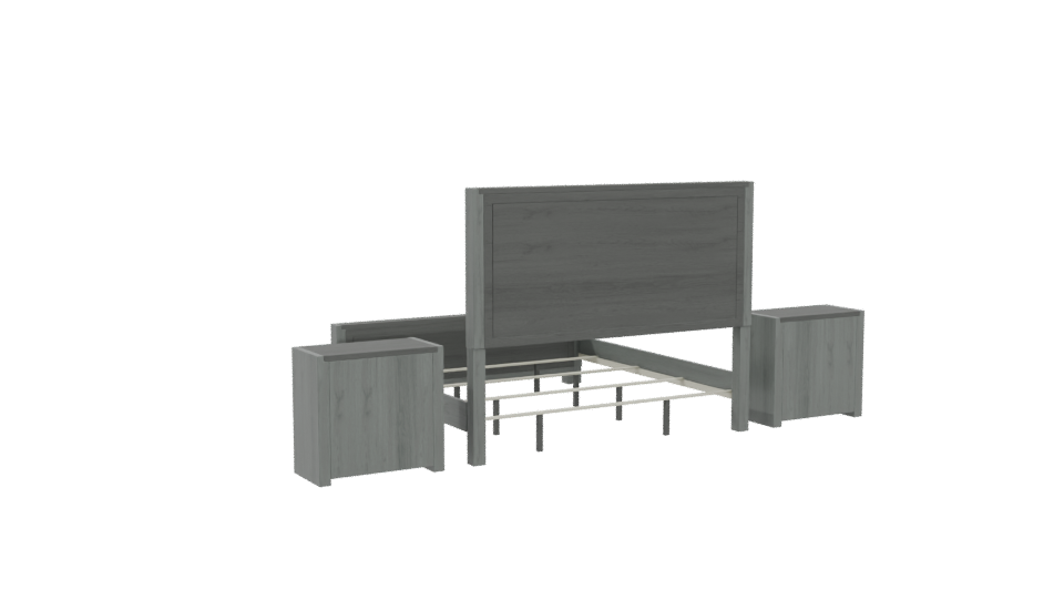 Stylish Bed with Nightstands 3D - Professional 3D Model Render 4