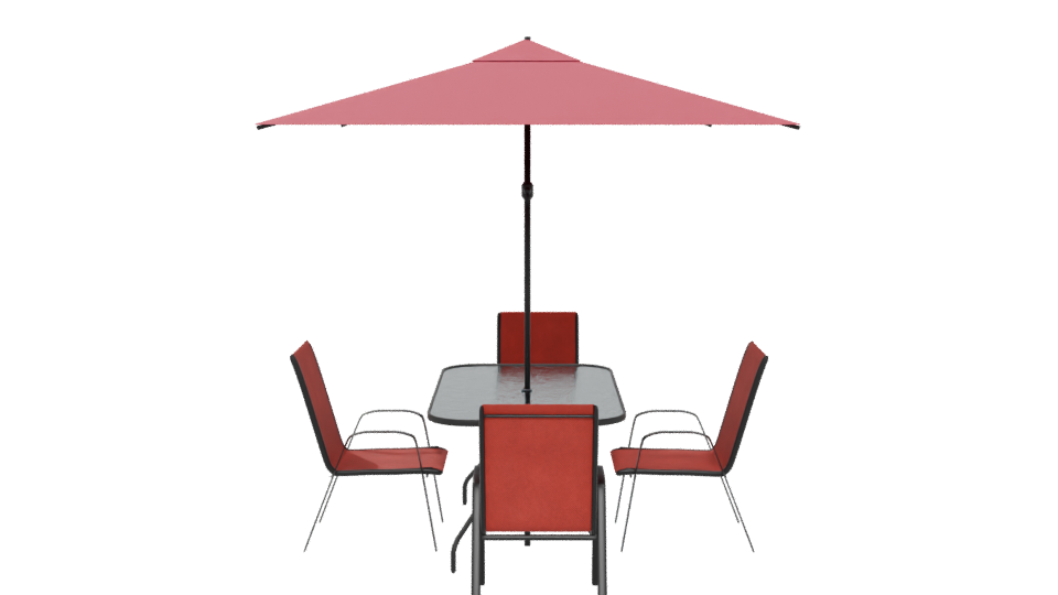 Stylish Outdoor Dining Set with Umbrella 3D Model - Professional 3D Model Render 5