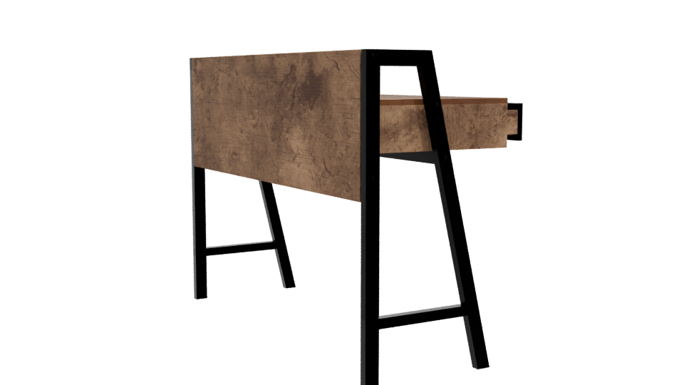 Stylish Industrial Wooden Desk Model - Professional 3D Model Render 10