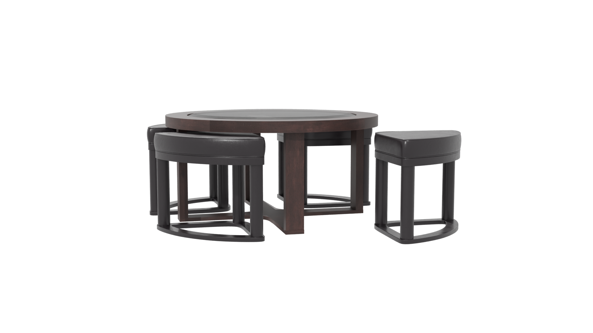 Modern Round Dining Table Set - Professional 3D Model Render 6