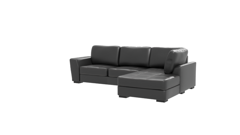 Contemporary Black Leather Sectional Sofa 3D Model - Professional 3D Model Render 12