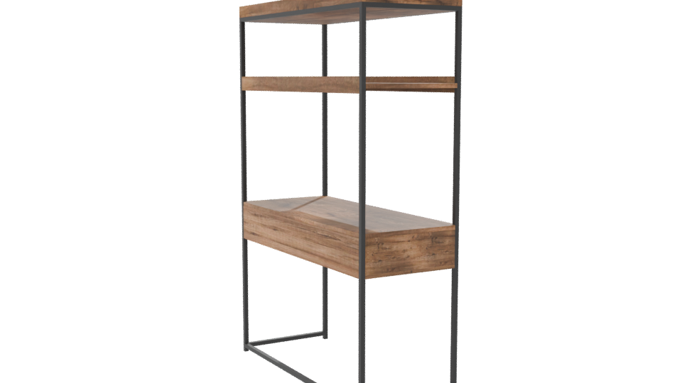 Rustic Wooden Shelf Unit 3D - Professional 3D Model Render 7
