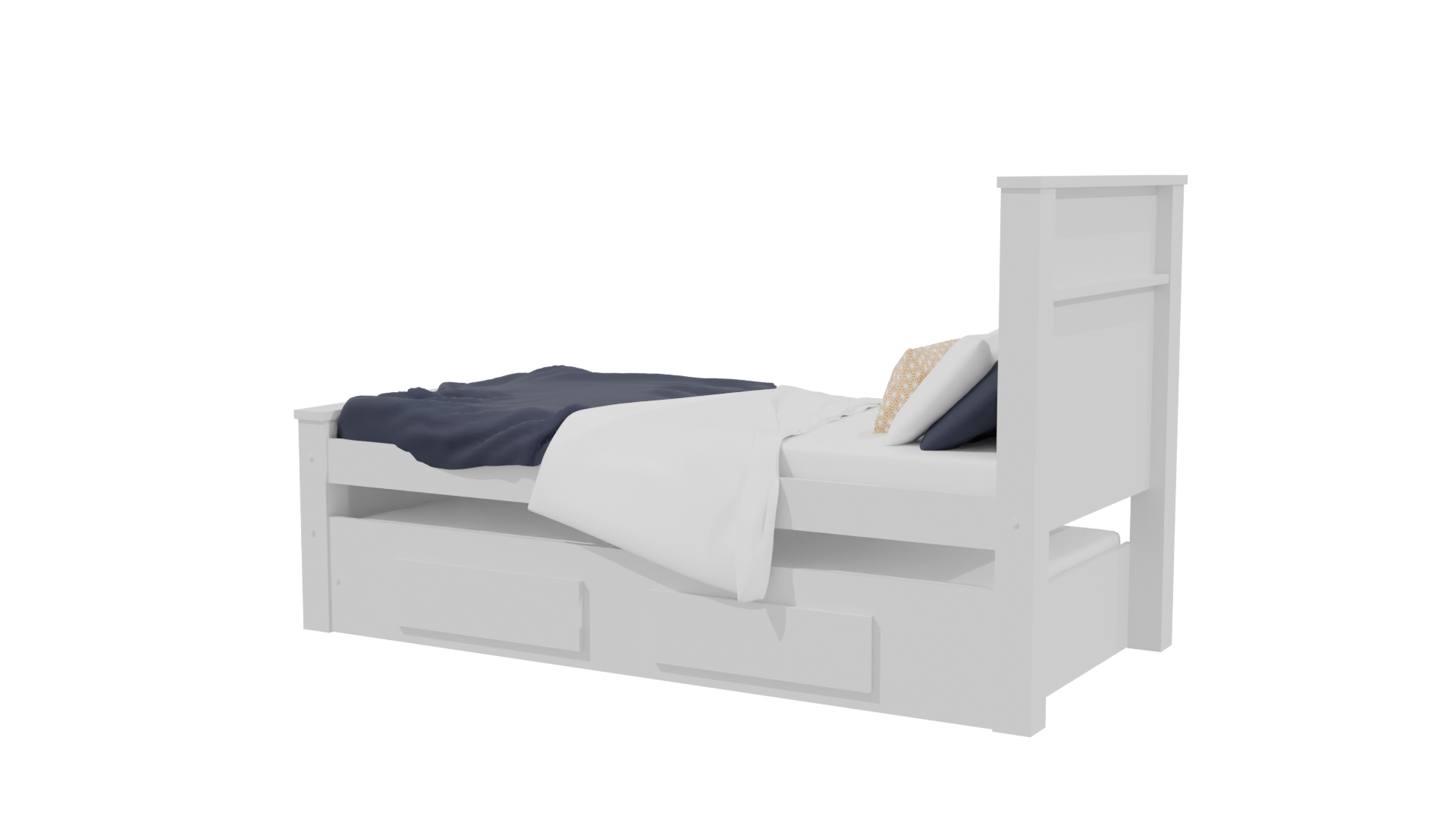 Stylish Minimalist Twin Bed Model - Professional 3D Model Render 15