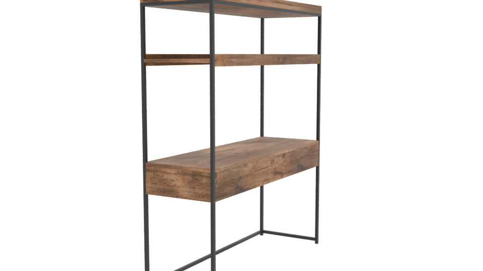 Stylish Industrial Wooden Display Shelf 3D Model - Professional 3D Model Render 9