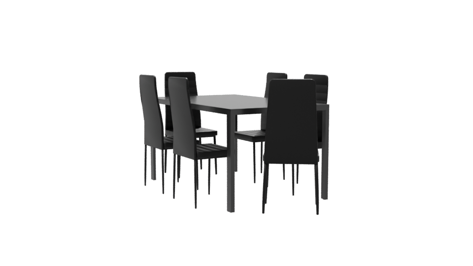 Sleek Modern Dining Table with Chairs 3D Model - Professional 3D Model Render 7