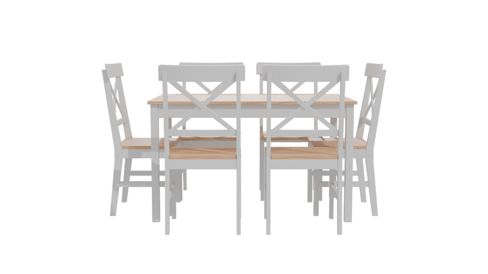 Stylish Wooden Dining Set 3D - Professional 3D Model Render 11