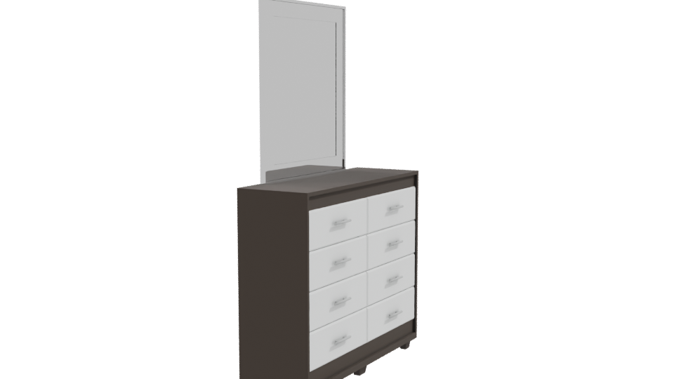 Eight Drawer Dresser and Mirror 3D - Professional 3D Model Render 9